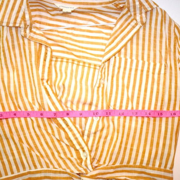 AEROPOSTALE | Orange and White Stripe Comfort Crop Top - Picture 3 of 9